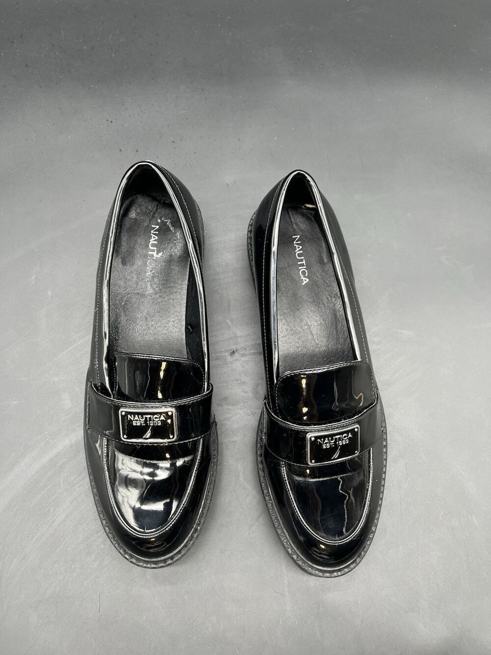 Nautica Women's Black Logo Loafer Flats Slip On Round Toe US 10 #136